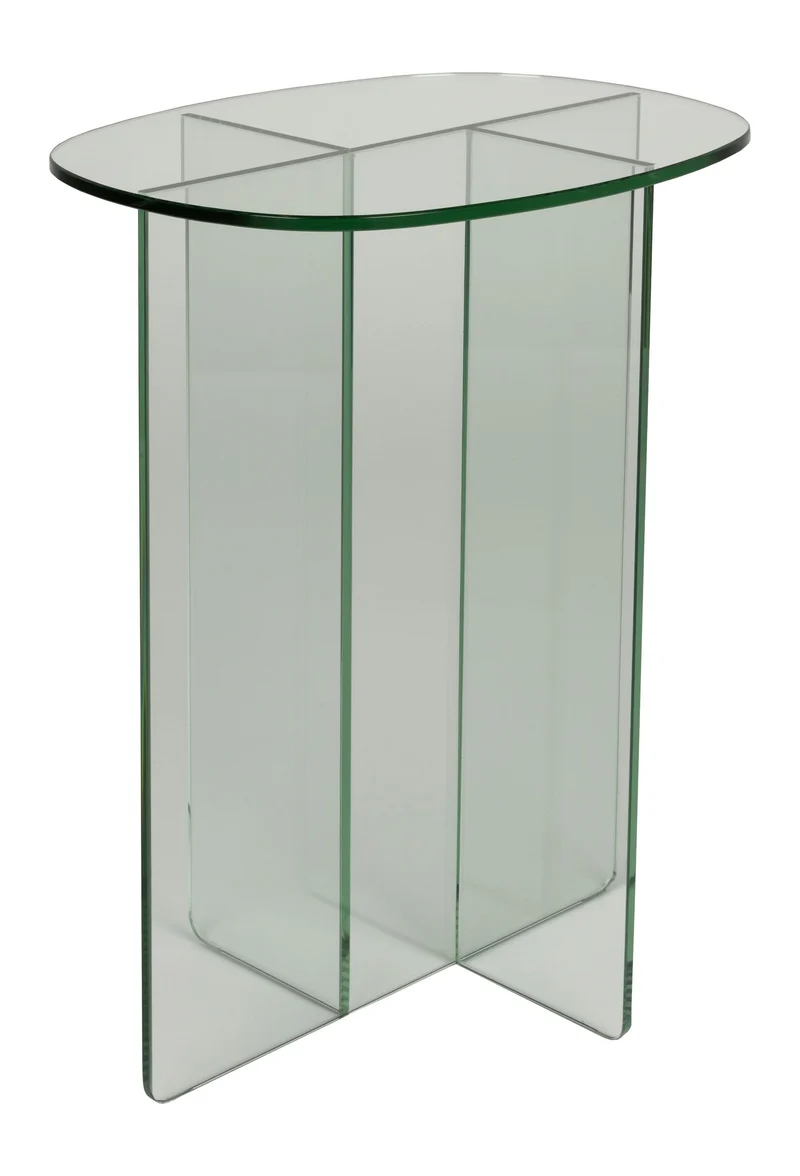 Beistelltisch Linea aus transparentem Glas mit Linienmuster Zuiver