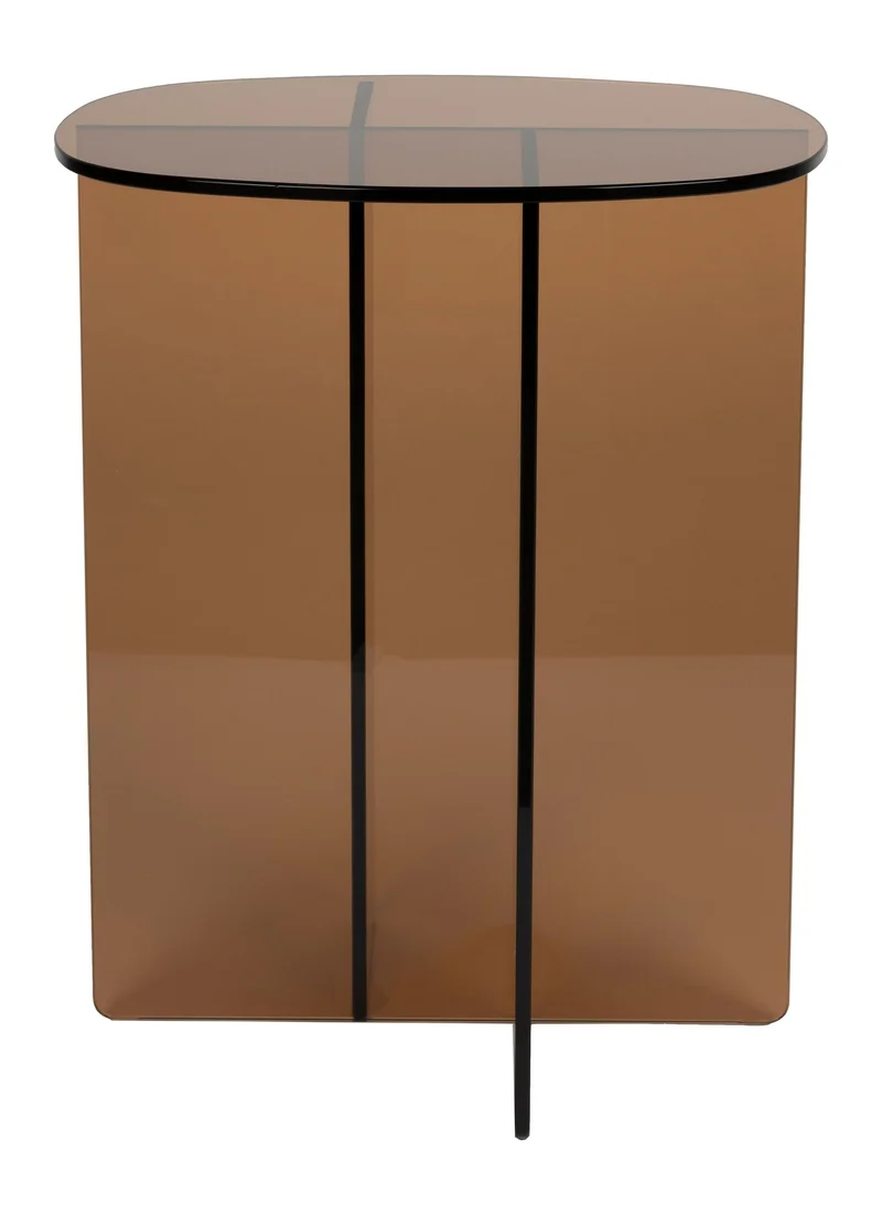 Beistelltisch Linea aus Glas in Braun, rund und modern von Zuiver