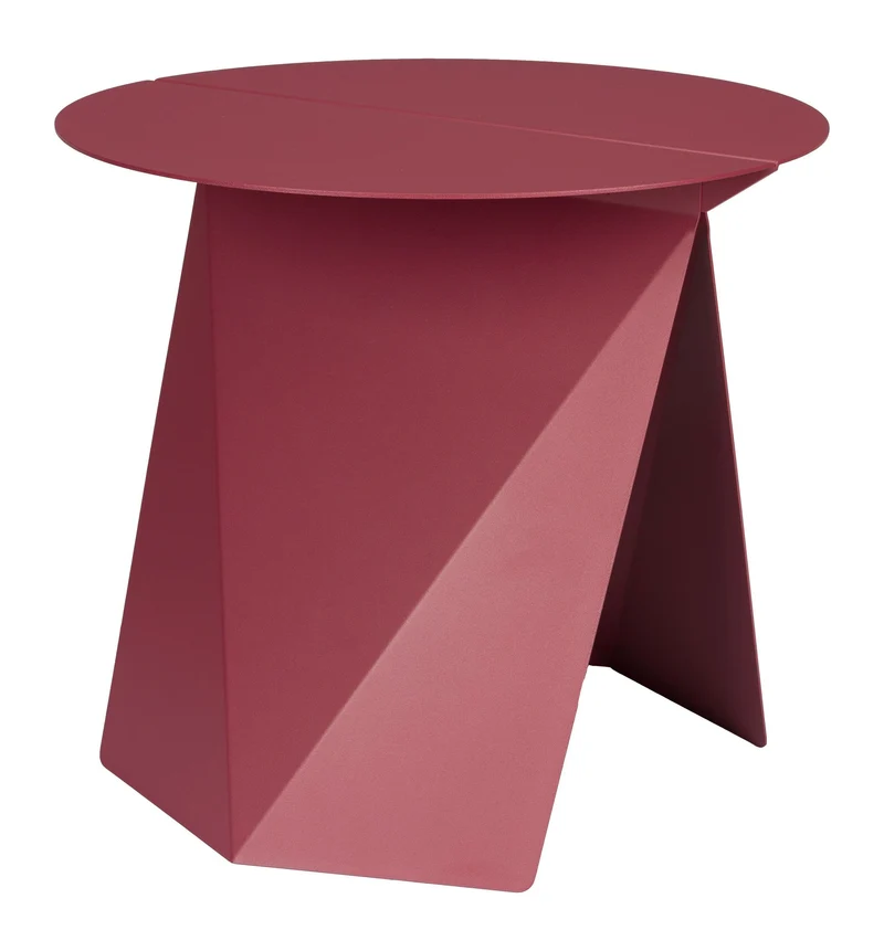 Beistelltisch Foldy Zuiver in Marsala-Rot mit Origami-Design aus Stahl