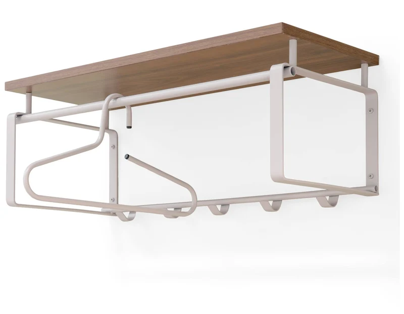 Wandgarderobe REX 3 Silky Taupe, Garderobe mit 5 Haken und Hutablage