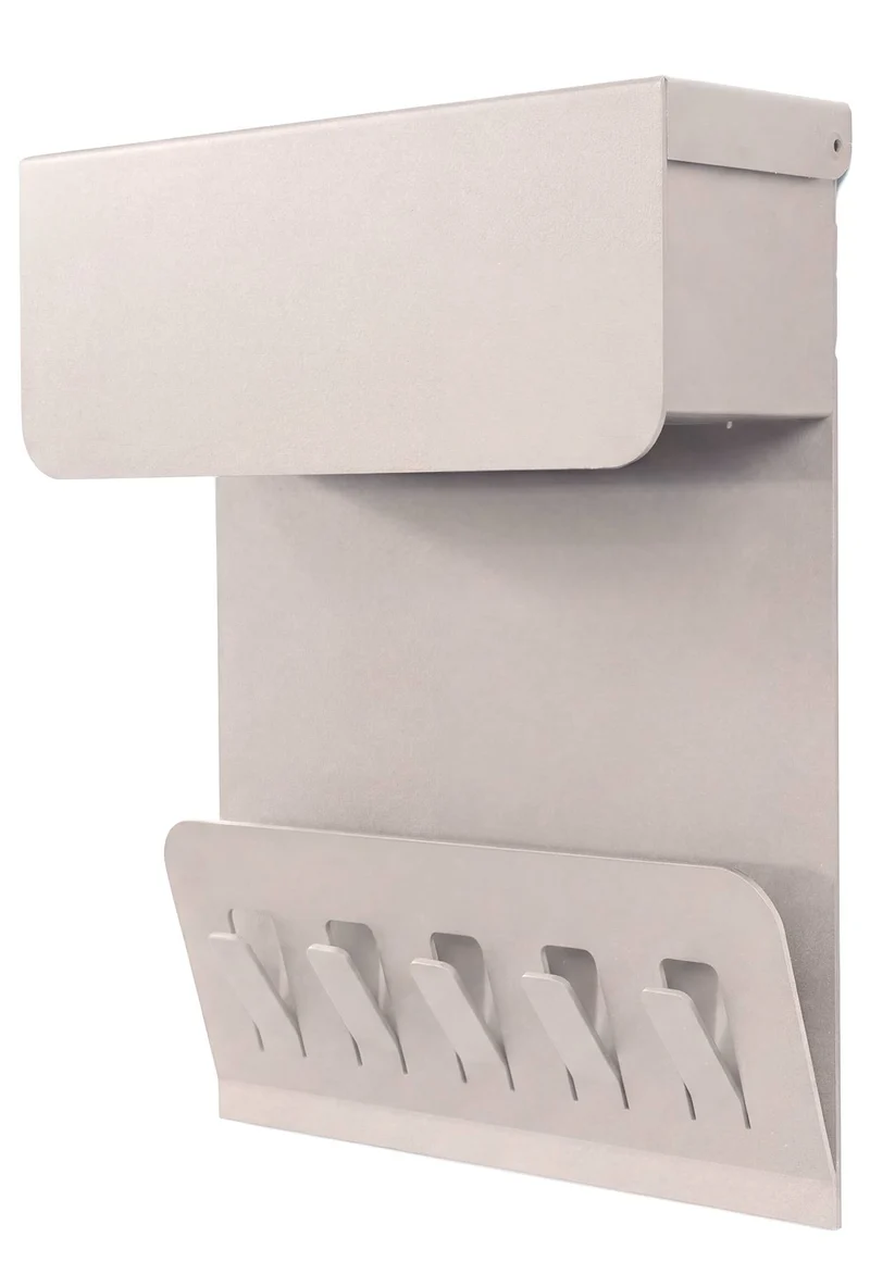 Wandgarderobe KEEPER Silky Taupe Garderobe 5 Haken und Klappe, Spinder