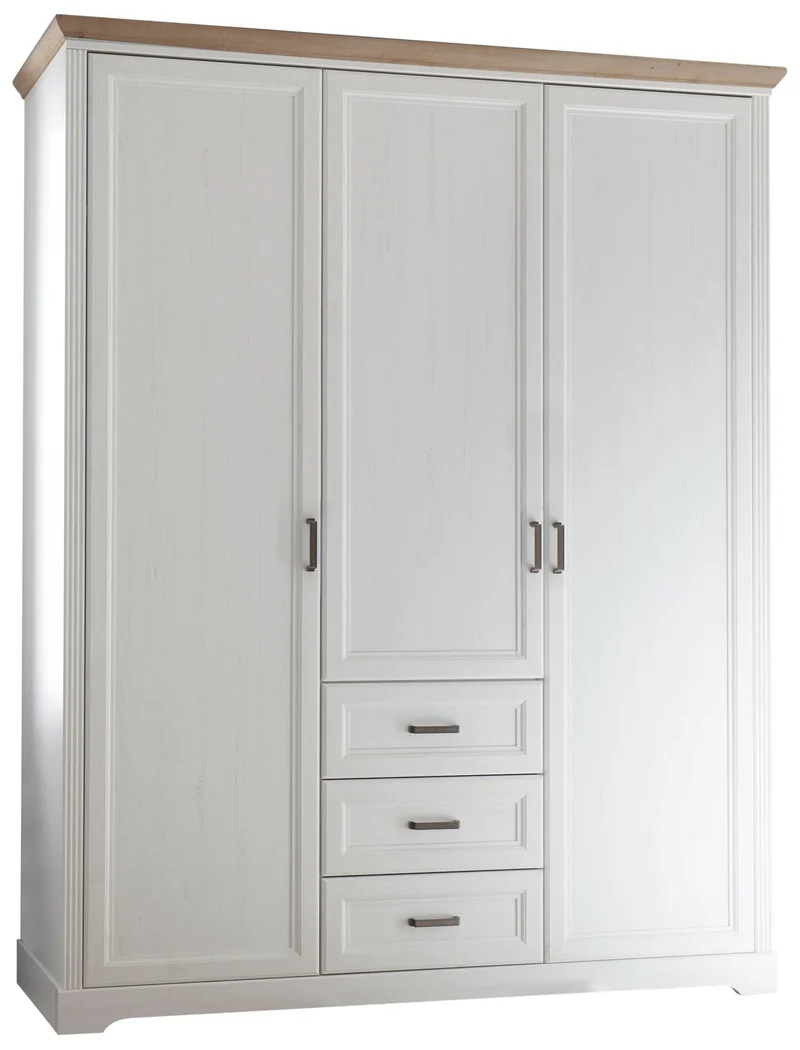 Kleiderschrank JASMIN 3-trg. 3 Schubladen Pinie weiß Nachbildung