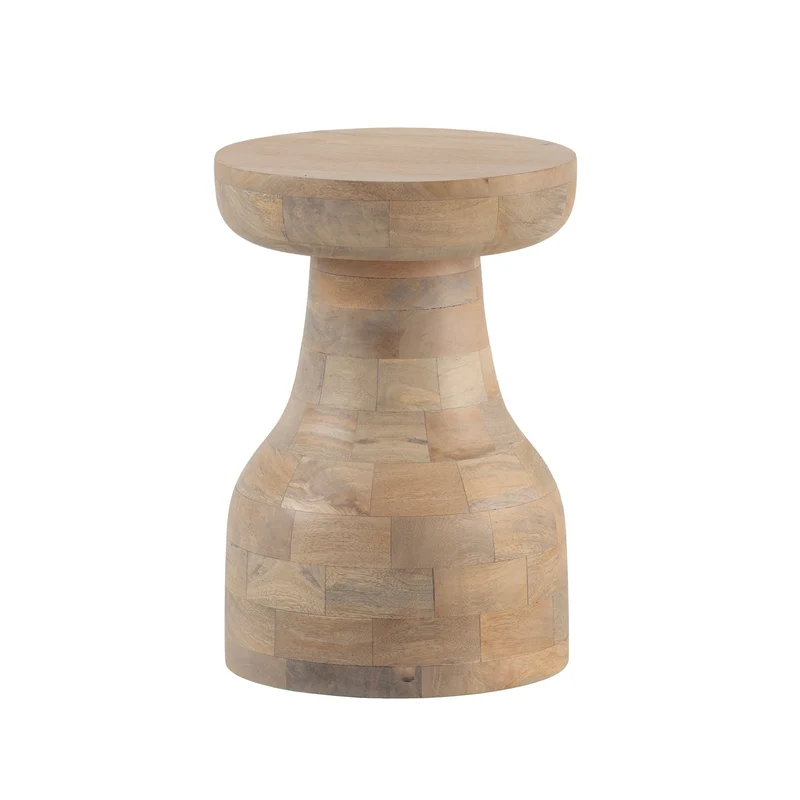 Beistelltisch Mango Massivholz Natur 30x30x42,5cm Rund Modern