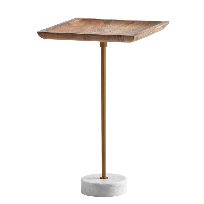 Beistelltisch Mango Massivholz Marmor 35x35x55cm Modern Quadratisch