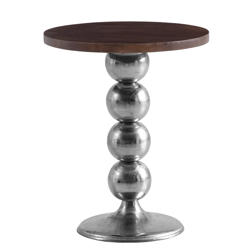 Beistelltisch Mango Massivholz Metall Rund 50x50x61,5cm Modern