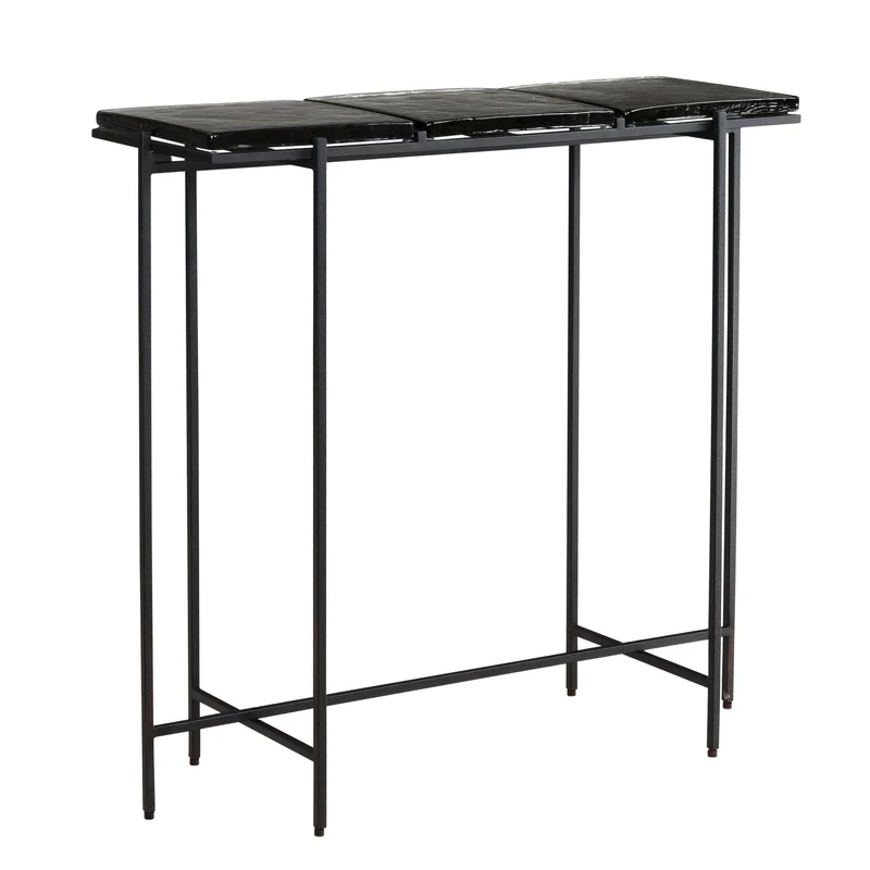Konsolentisch Schwarz Glas 90x29x85cm Metallgestell Modern Flur