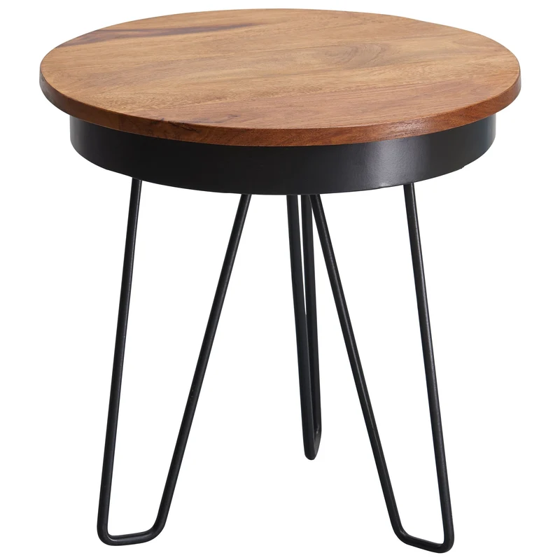 Beistelltisch Sheesham Holz 43x45x43cm Industrial Metallbeine