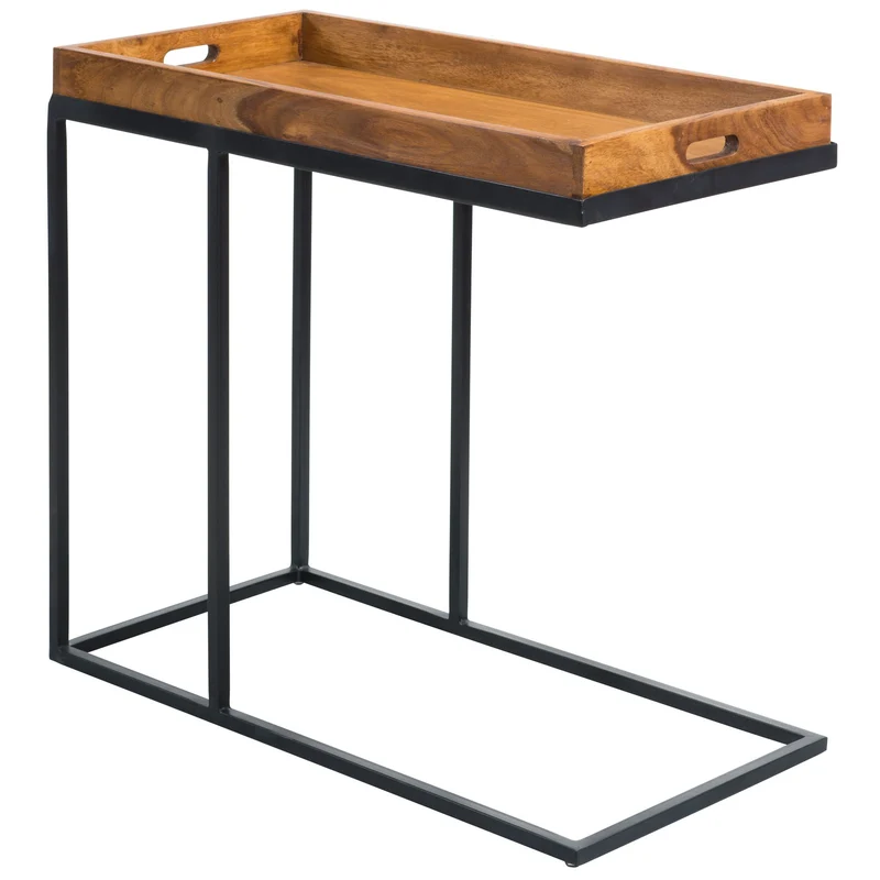 Beistelltisch WL5.667 Sheeshamholz Metallgestell Tabletttisch Naturholz