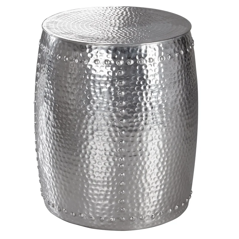 Beistelltisch Aluminium Silber orientalisch rund 42x49x42cm modern