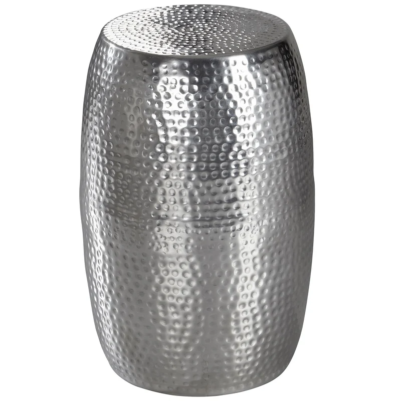 Beistelltisch Aluminium Silber rund orientalisch Hammerschlag 30x49,5cm