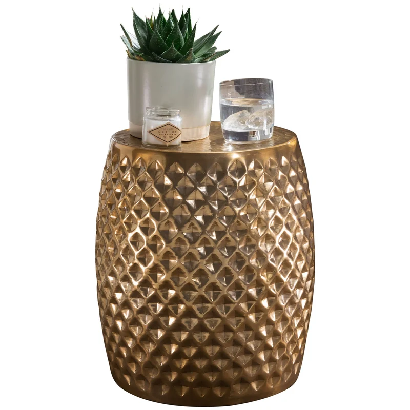 Beistelltisch Aluminium Gold Rund Orientalisch 32x42x32 cm Modern
