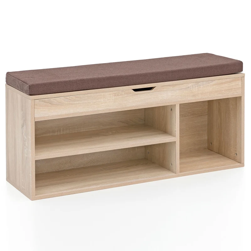 Schuhbank WL5.344 Holz gepolstert Stauraum Sonoma 104x51x32 cm