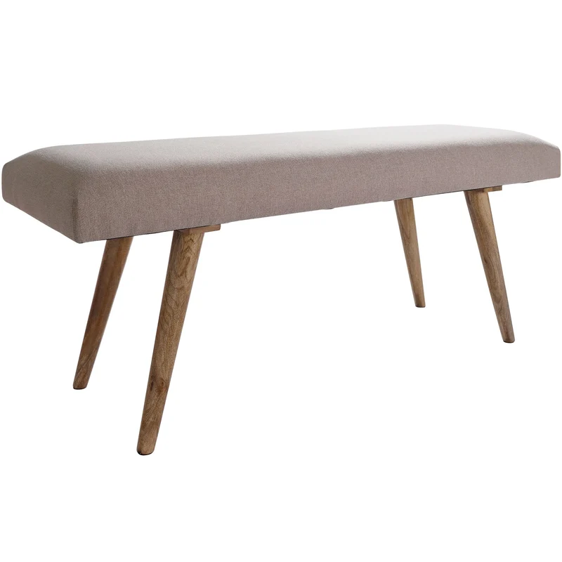 Sitzbank Retro 117x51x38cm Massivholz Beige Braun Polsterbank Flur