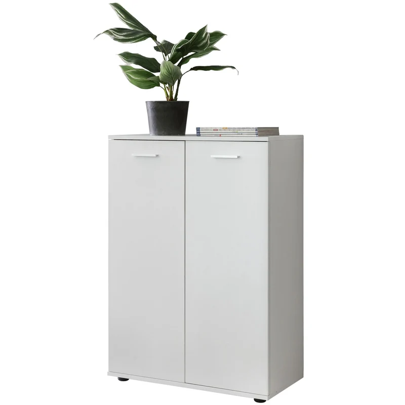 Kommode 2 Türen 71x104x35cm Holz Weiß modern Flurschrank matt
