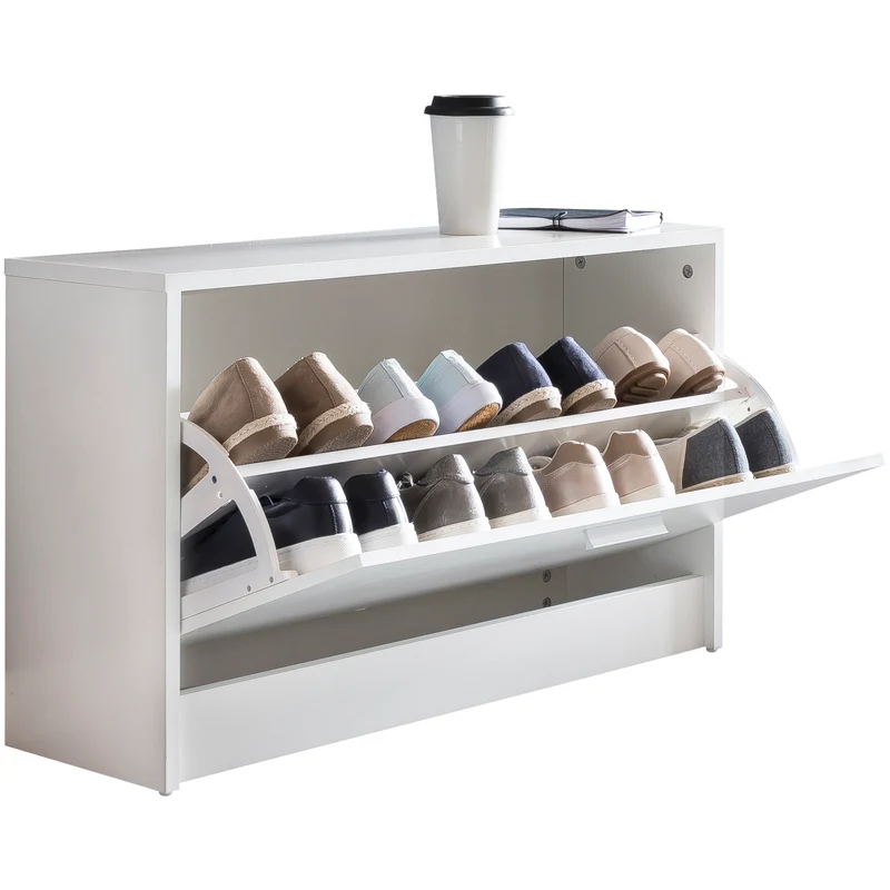 Schuhbank SPLIT Weiß Holz Sitzfläche Stauraum 80x47x24cm Flurmöbel