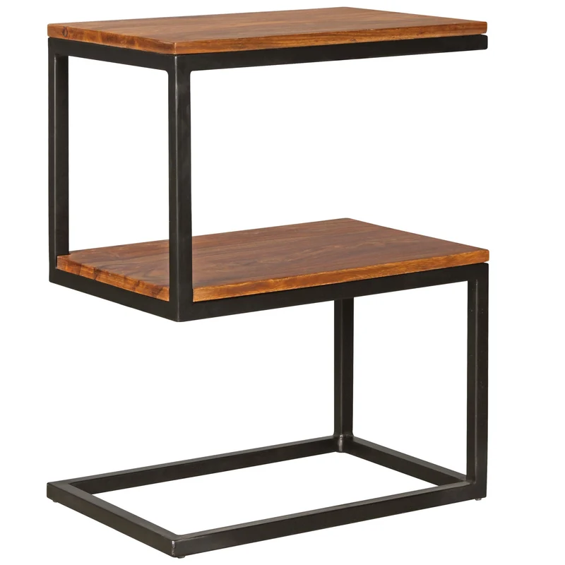 Beistelltisch Akola S-Form Sheesham Metall 45x60x30cm Landhausstil