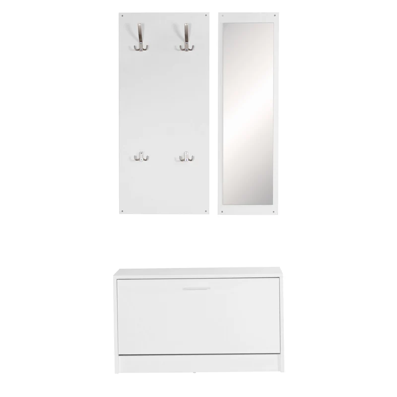 Garderobe Salerno Wandgarderobe Spiegel Schuhschrank Spanplatte Weiß
