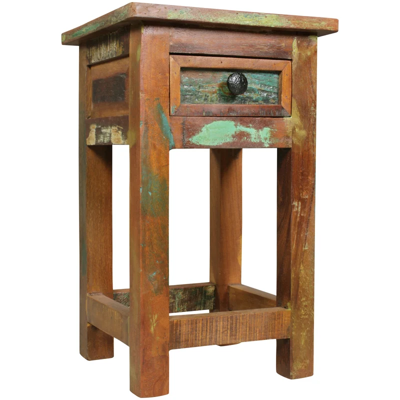 Beistelltisch Kalkutta Massivholz 30x30x50cm Schublade Shabby-Chic