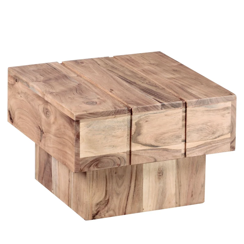 Beistelltisch Akazie Massivholz 44x44x30cm Landhaus Cube quadratisch