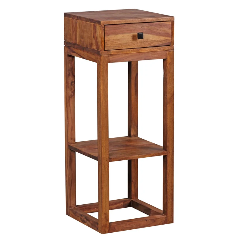 Beistelltisch MUMBAI Sheesham Massivholz mit Schublade 35x35x90 cm