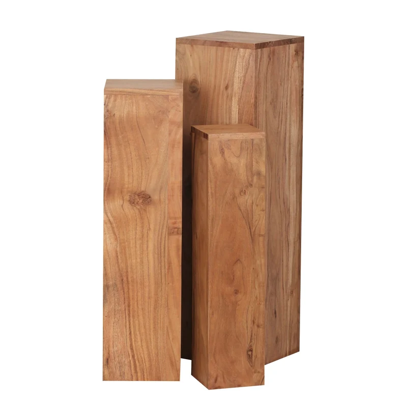 Beistelltisch 3er Set Akazie Massiv Quadratisch Modern Wohnzimmer