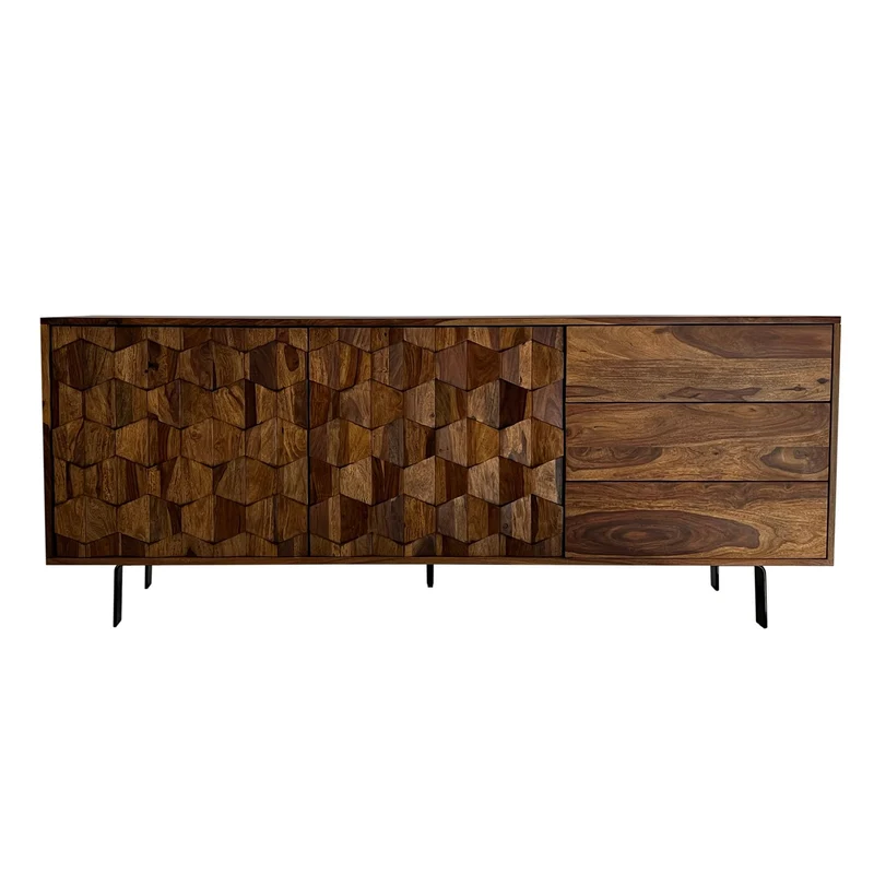 Sideboard Sheesham Massivholz 175cm Loft Design Metallgestell Stauraum
