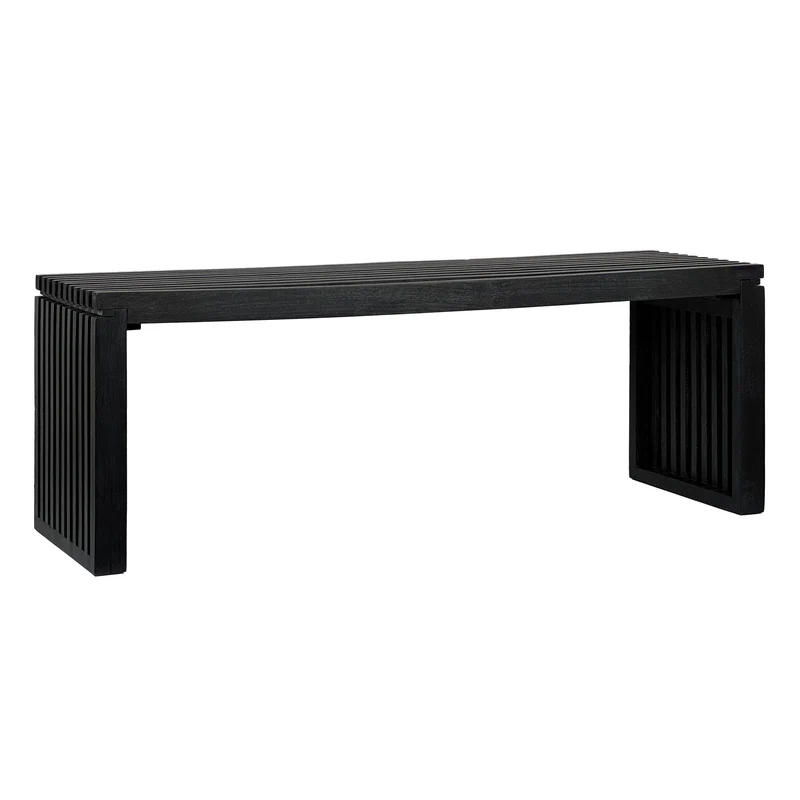 Sitzbank 120cm Akazie Massivholz Schwarz modern Flur Schlafzimmer