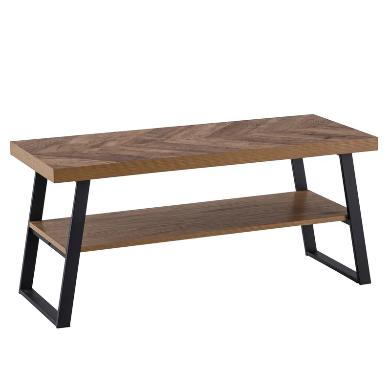 Schuhbank 100x41x40cm Eiche-Dekor Fischgrät Stauraum Flur Ablage