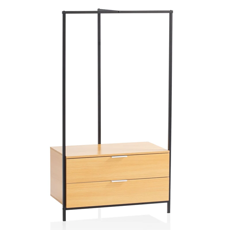Garderobe Eiche-Dekor 152x85x44cm Flur Modern mit Schubladen & Stange