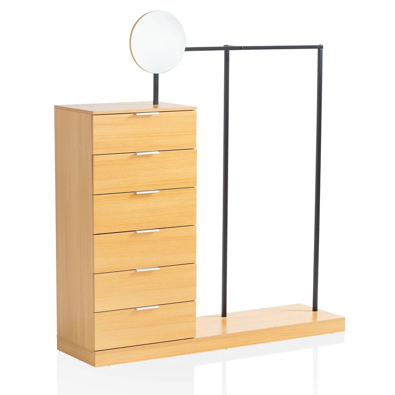 Garderobe Eiche-Dekor 145x165x40cm Flur Modern mit Kommode & Spiegel