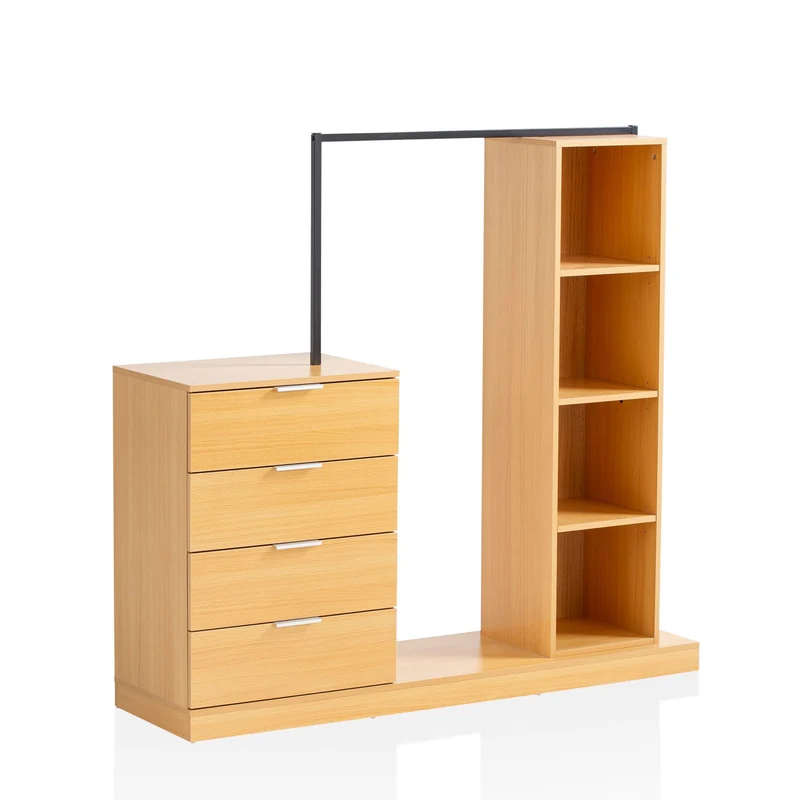 Garderobe Eiche-Dekor 145x136x40cm Flur Modern mit Kommode & Regal