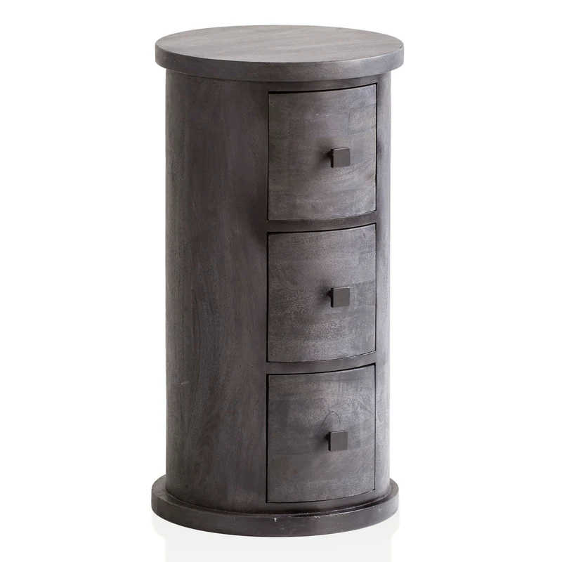 Sideboard Mango Massivholz Schwarz 3 Schubladen 34x65x34 cm