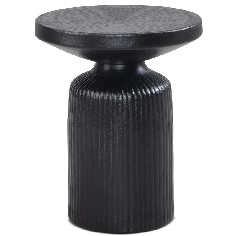 Beistelltisch Rund 40x40x50cm Metall Schwarz Aluminium Modern