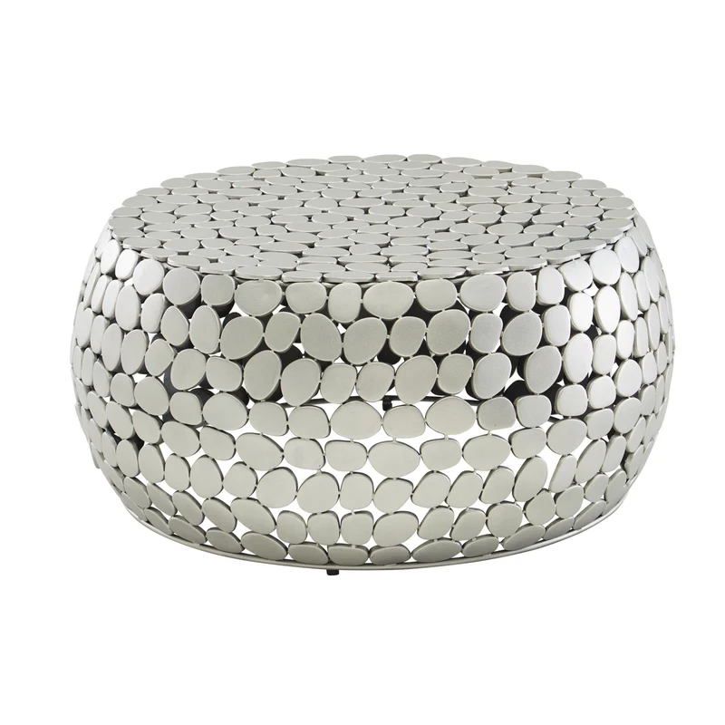 Couchtisch Aluminium Silber Rund 66x66x32cm Modern Wohnzimmer