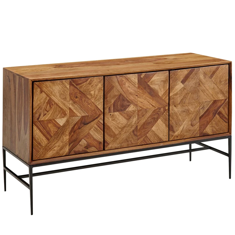 Sideboard Sheesham Massivholz Metall 123x70x45cm Industrial Modern