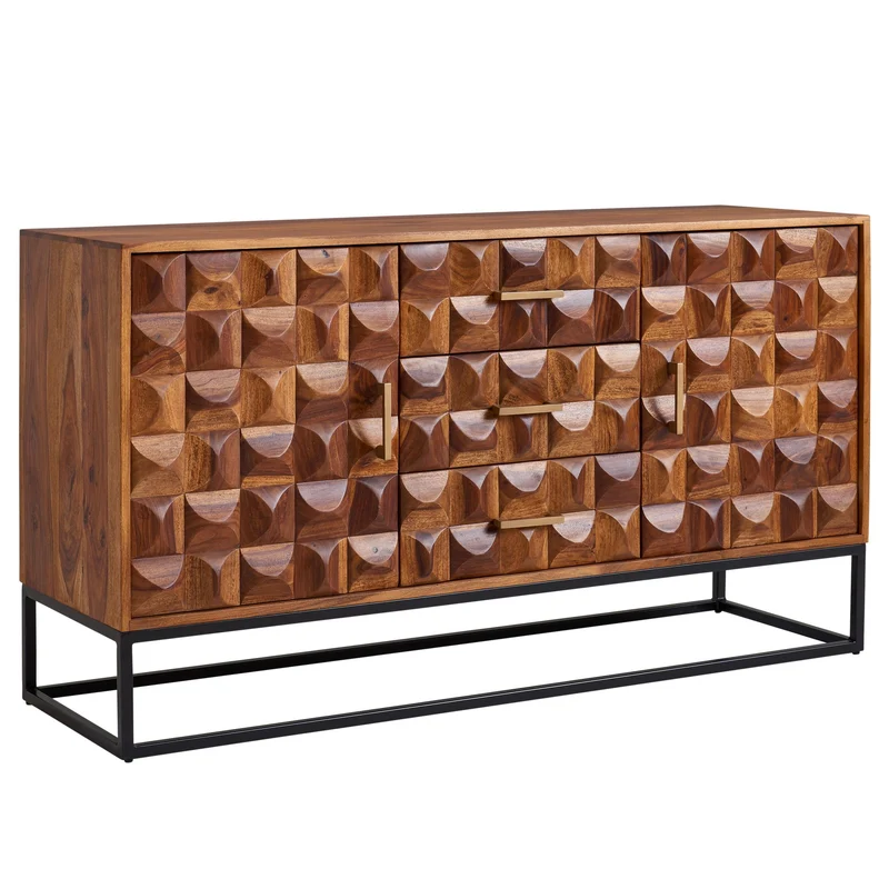 Sideboard 145x81x45cm Sheesham Massivholz Metall Industrial Schubladen