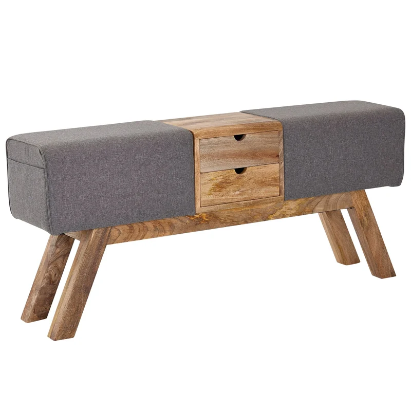 Turnbock Sitzbank mit Schubladen 120x56x30 cm Stoff Grau Stauraum