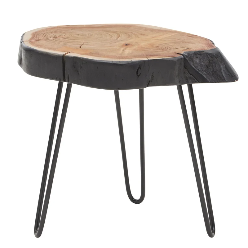 Beistelltisch Akazie Massivholz Metall Industrial 40x40x32cm Baumkante