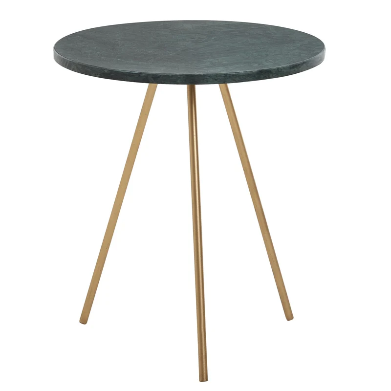 Beistelltisch Marmor Grün 38x38x44cm Metall Gold Modern Rund