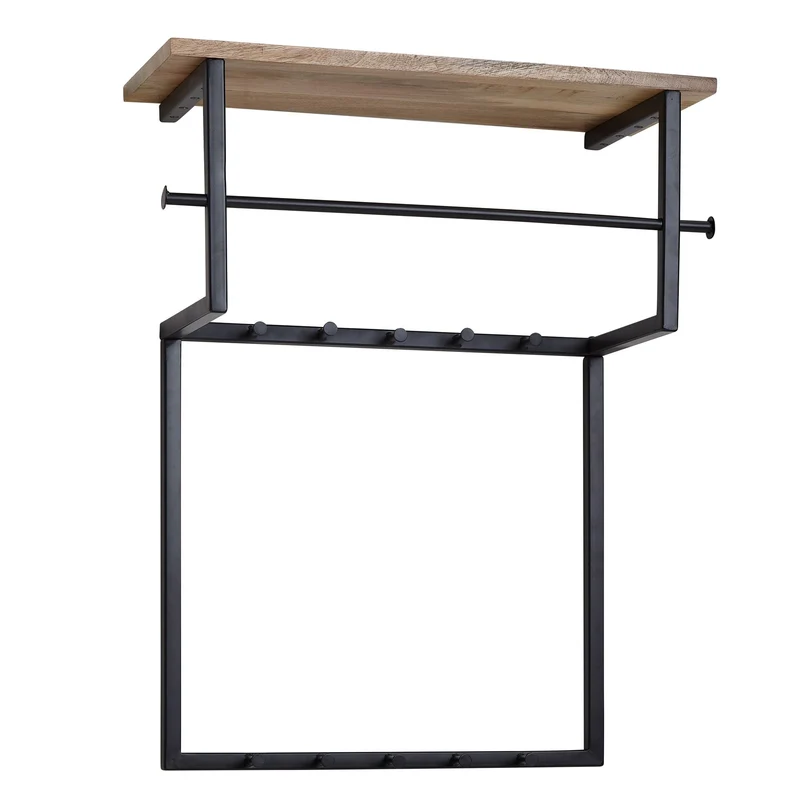 Wandgarderobe Mango Massivholz Metall Hakenleiste Ablage Kleiderstange