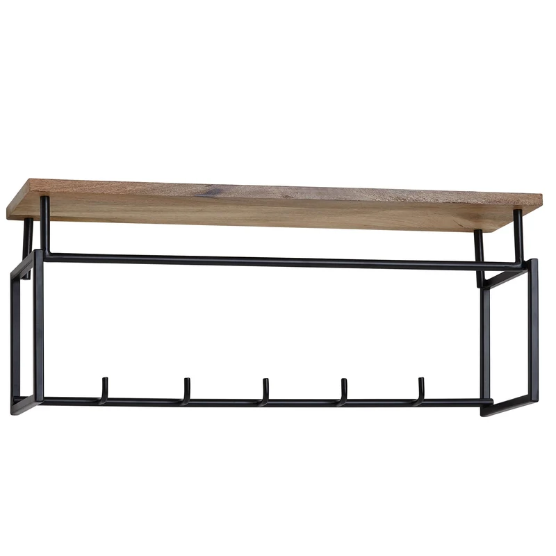 Wandgarderobe Mango Massivholz Metall Hakenleiste Ablage Kleiderstange