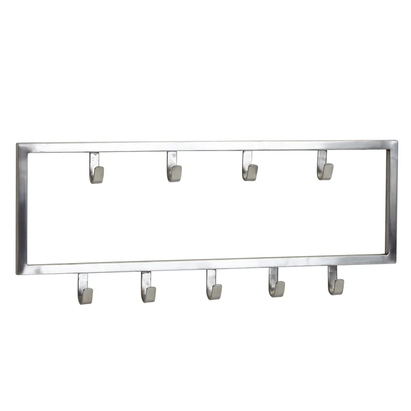 Wandgarderobe Stahl Silber 50x20x4cm Design Hakenleiste Flur