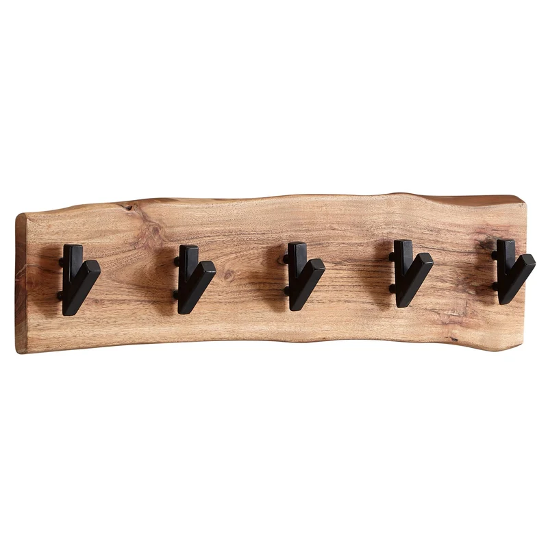 Wandgarderobe Akazie Massivholz Metall Hakenleiste 60x17x9cm