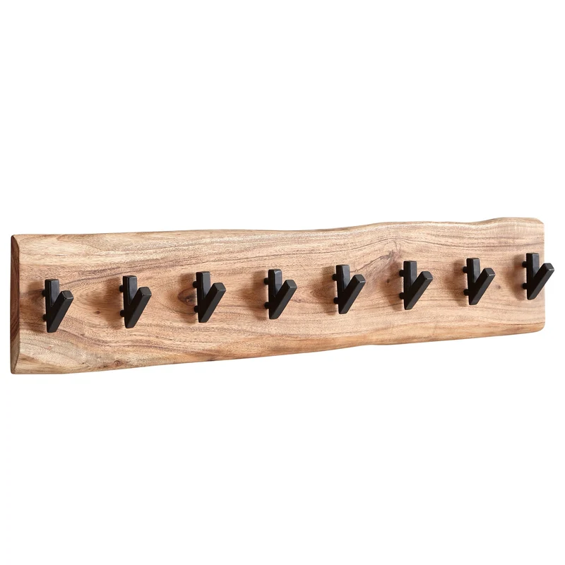 Wandgarderobe Akazie Massivholz Metall 90x19x9cm Hakenleiste Flur