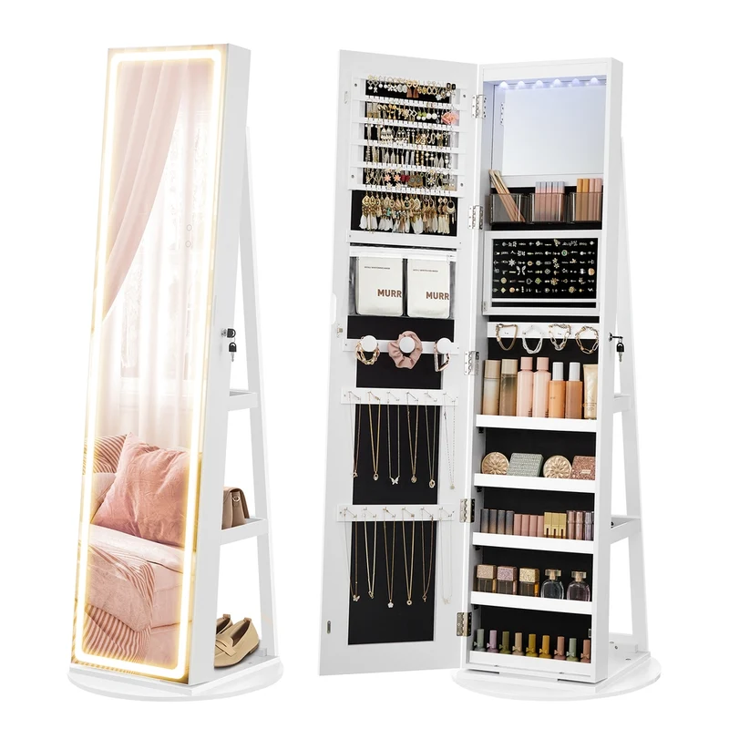Schmuckschrank mit LED-Beleuchtung und Spiegel