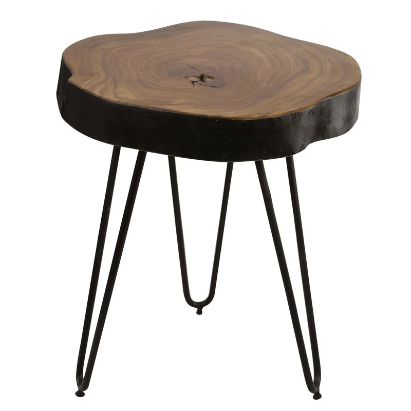 Beistelltisch BAGLI 35x35cm Sheesham Massivholz Baumkante