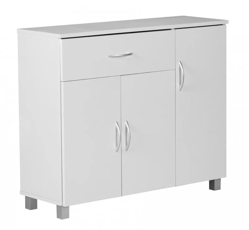 Sideboard SETE 90x75x30cm Weiß 1 Schublade 3 Türen Modern