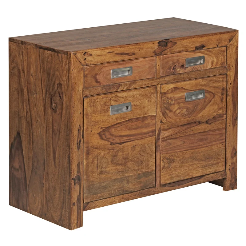 Sideboard MUMBAI Sheesham 90cm 2 Schubladen 2 Türen Landhaus braun