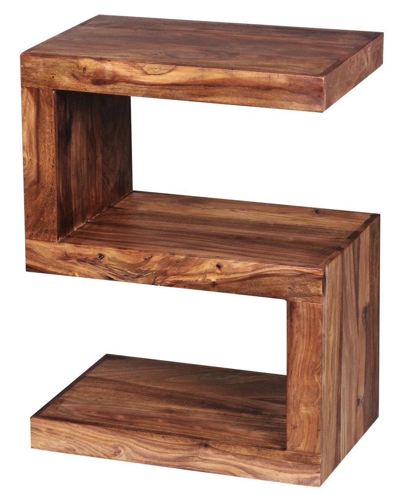 Beistelltisch Mumbai 60cm Sheesham Massivholz braun Landhausstil