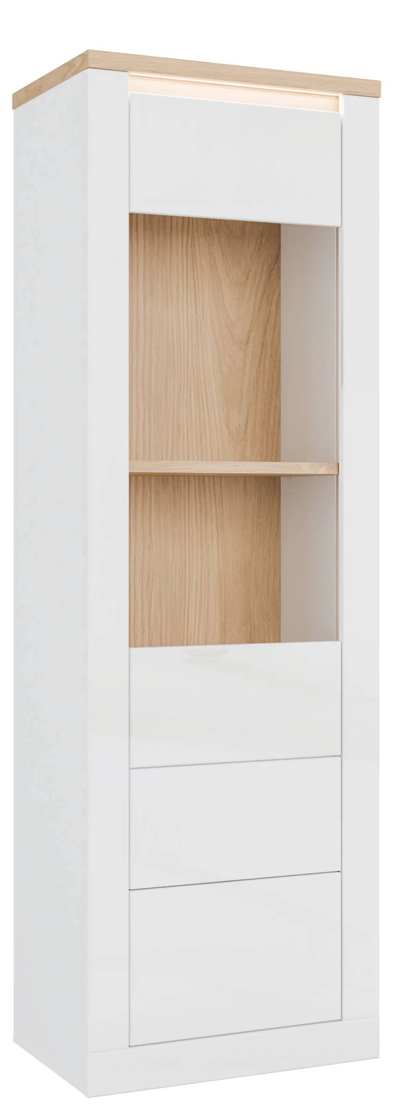 Vitrine DURAOAK 1-trg. Weiß glänzend / Wildeiche Dekor von Forte